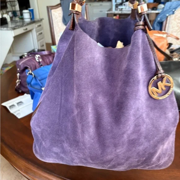 Michael Kors Rich Purple Suede Hobo Bag - Picture 10 of 10